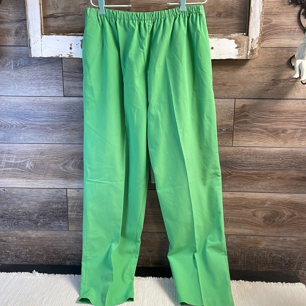 JORDANA Ladies Cotton Elastic Waist Pants Lime Green Size Large